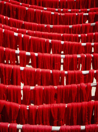 Dyed Wool Drying on Roof of Bazaar, Esfahan, Iran